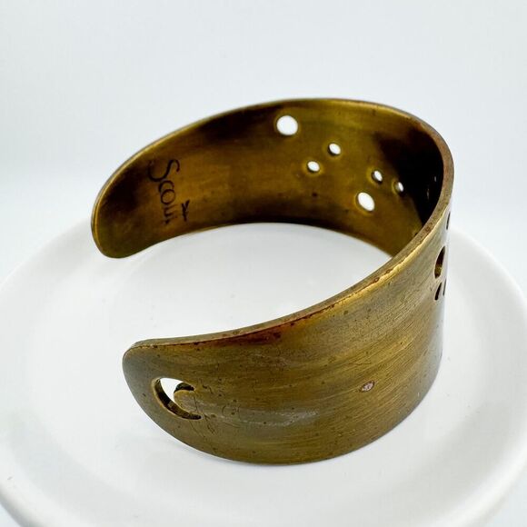 Vintage Scout Zodiac Gemini Cuff Bracelet Astrological Signed Heroine Retro - Picture 6 of 12